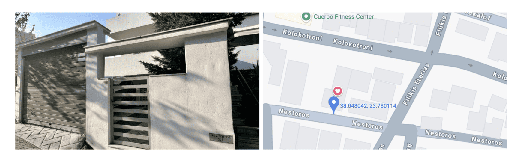 front gate and map view of Anette Cook Photography studio